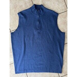 Peter Millar Vest Mens L Crown Sport Blue Golf 1/4 Zip Pullover Mock Neck
